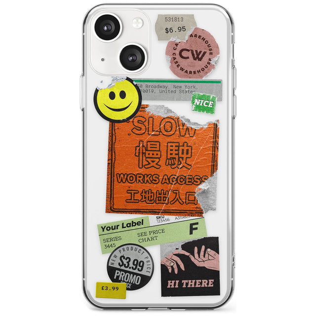 Kanji Signs Sticker Mix Phone Case iPhone 13 / Clear Case,iPhone 13 Mini / Clear Case,iPhone 14 / Clear Case,iPhone 14 Plus / Clear Case Blanc Space
