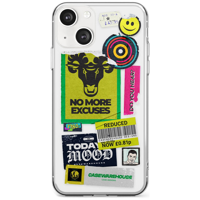 No More Excuses Sticker Mix Phone Case iPhone 13 / Clear Case,iPhone 13 Mini / Clear Case,iPhone 14 / Clear Case,iPhone 14 Plus / Clear Case Blanc Space