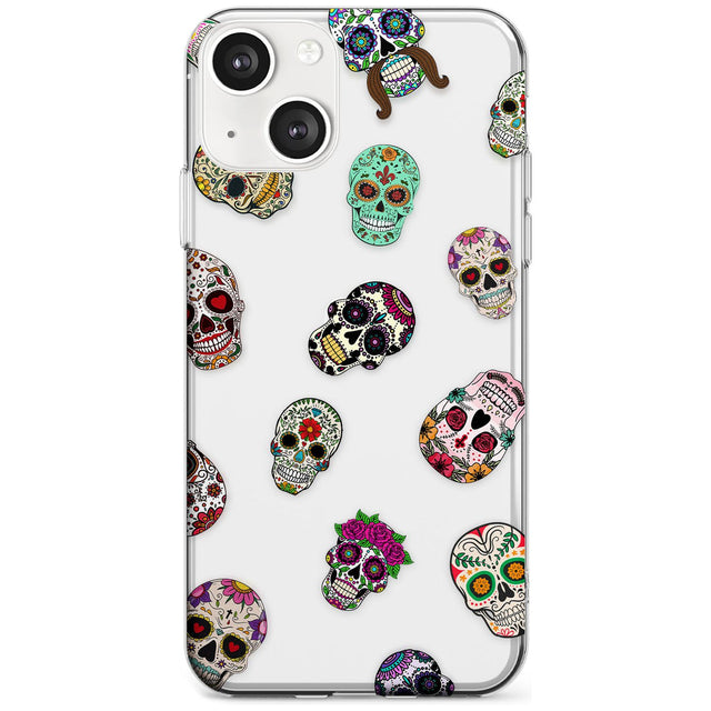 Mixed Sugar Skull Pattern Slim Phone Case for iPhone 13 & 13 Mini