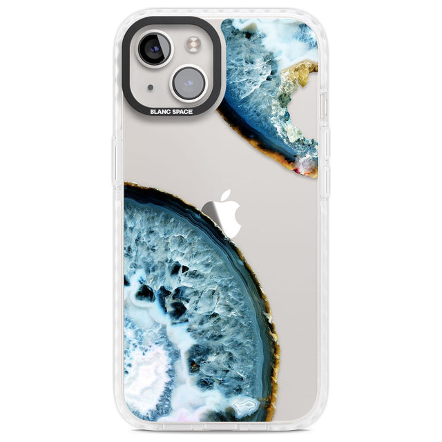 Blue, White & Yellow Agate Gemstone Phone Case iPhone 13 / Impact Case,iPhone 14 / Impact Case,iPhone 15 Plus / Impact Case,iPhone 15 / Impact Case Blanc Space