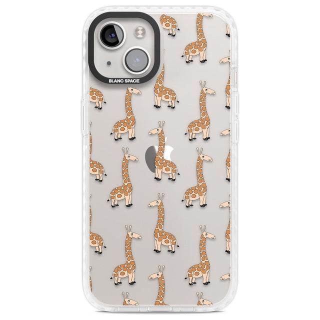 Cute Giraffe Pattern Clear Phone Case iPhone 13 / Impact Case,iPhone 14 / Impact Case,iPhone 15 / Impact Case,iPhone 15 Plus / Impact Case Blanc Space