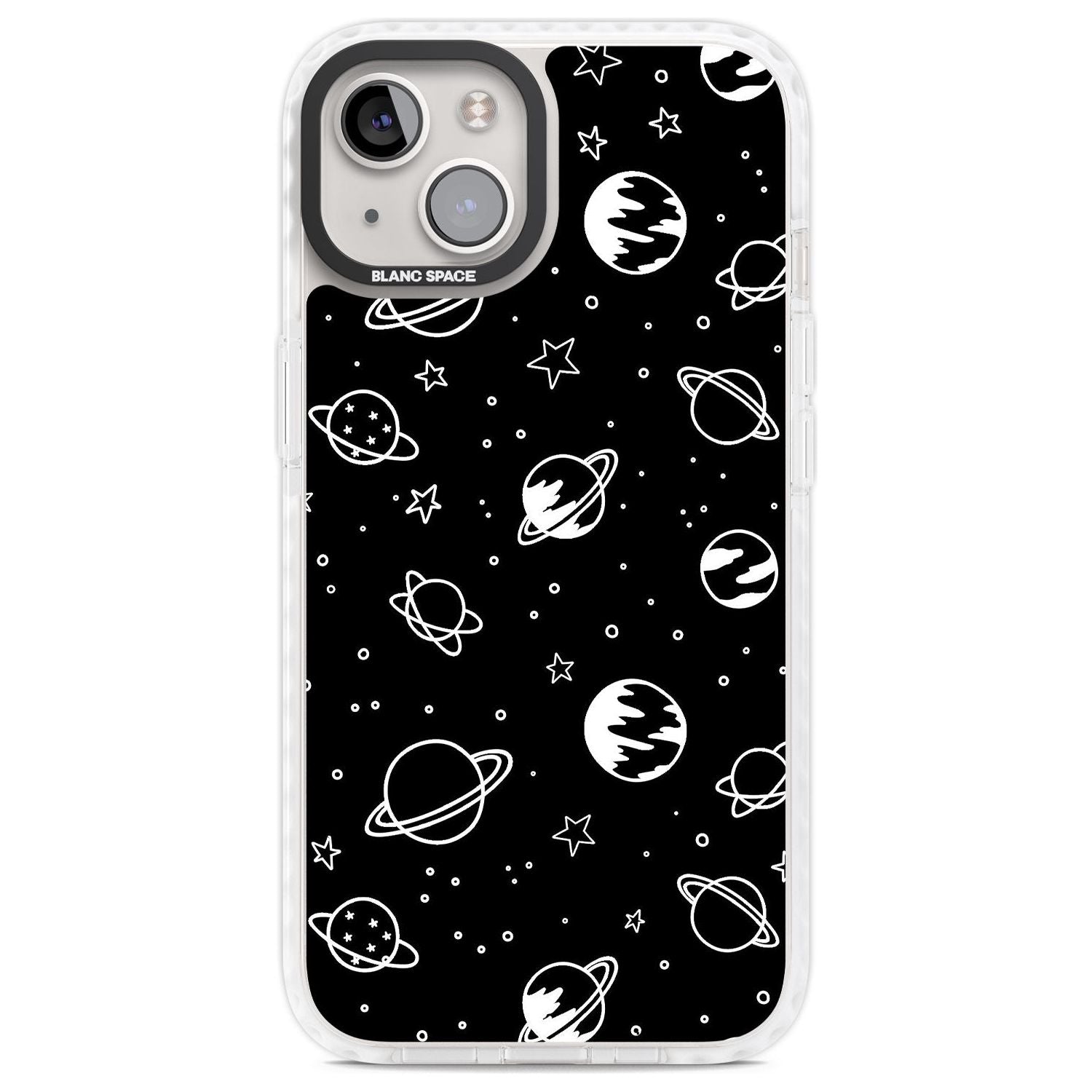 Cosmic Outer Space Design White on Black Phone Case iPhone 13 / Impact Case,iPhone 14 / Impact Case,iPhone 15 Plus / Impact Case,iPhone 15 / Impact Case Blanc Space