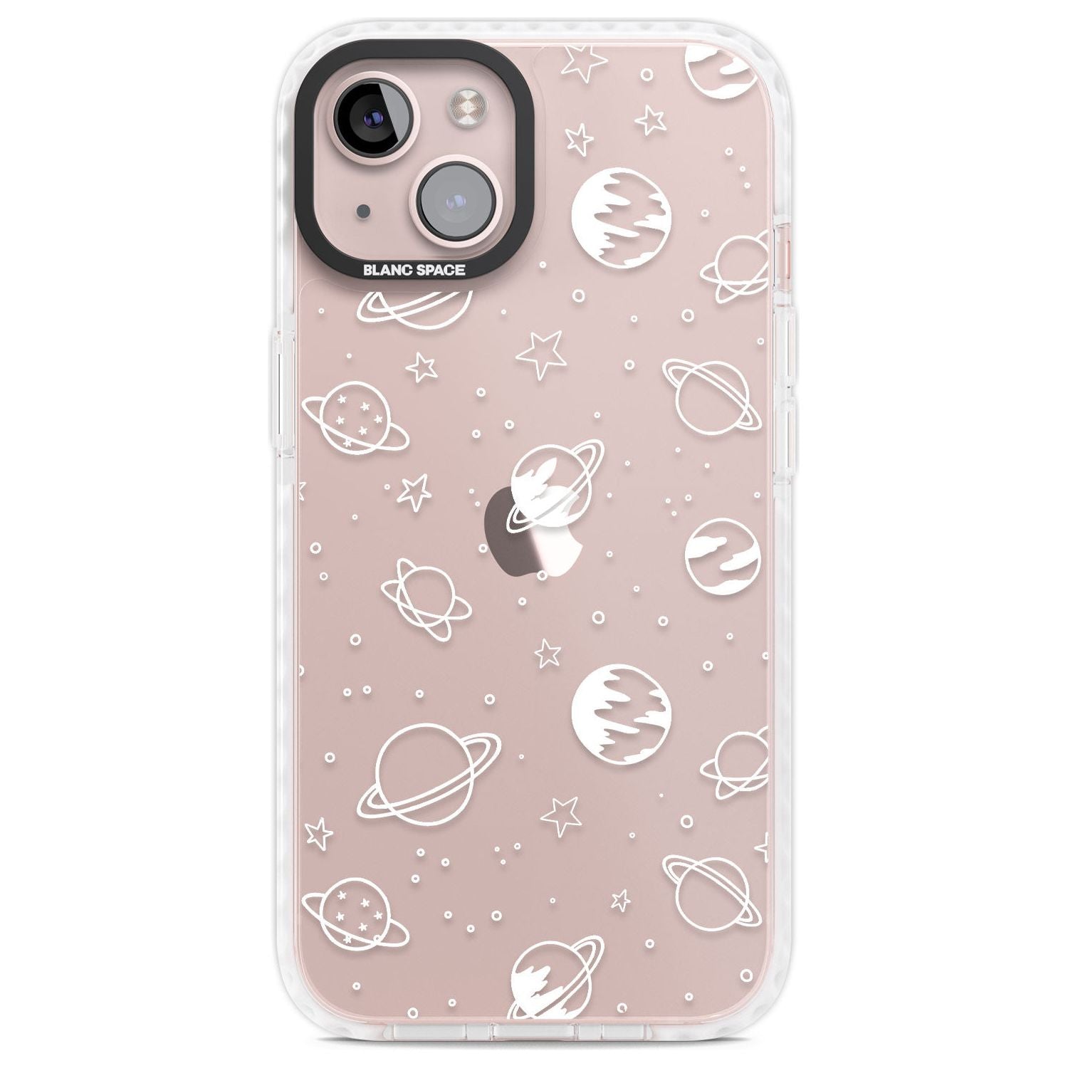 Cosmic Outer Space Design White on Clear Phone Case iPhone 13 / Impact Case,iPhone 14 / Impact Case,iPhone 15 Plus / Impact Case,iPhone 15 / Impact Case Blanc Space