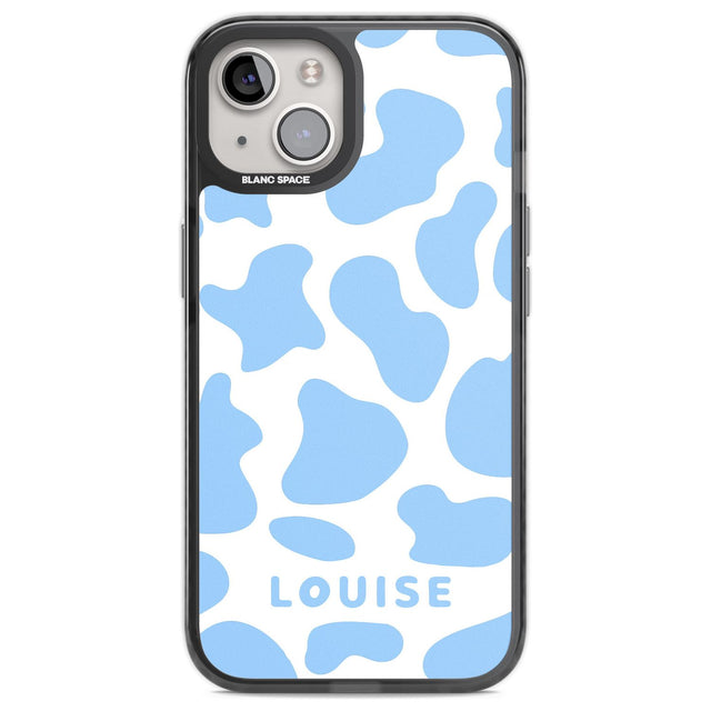 Personalised Blue and White Cow Print Custom Phone Case iPhone 13 / Black Impact Case,iPhone 12 Pro / Black Impact Case,iPhone 12 / Black Impact Case,iPhone 14 / Black Impact Case,iPhone 15 Plus / Black Impact Case,iPhone 15 / Black Impact Case Blanc Space