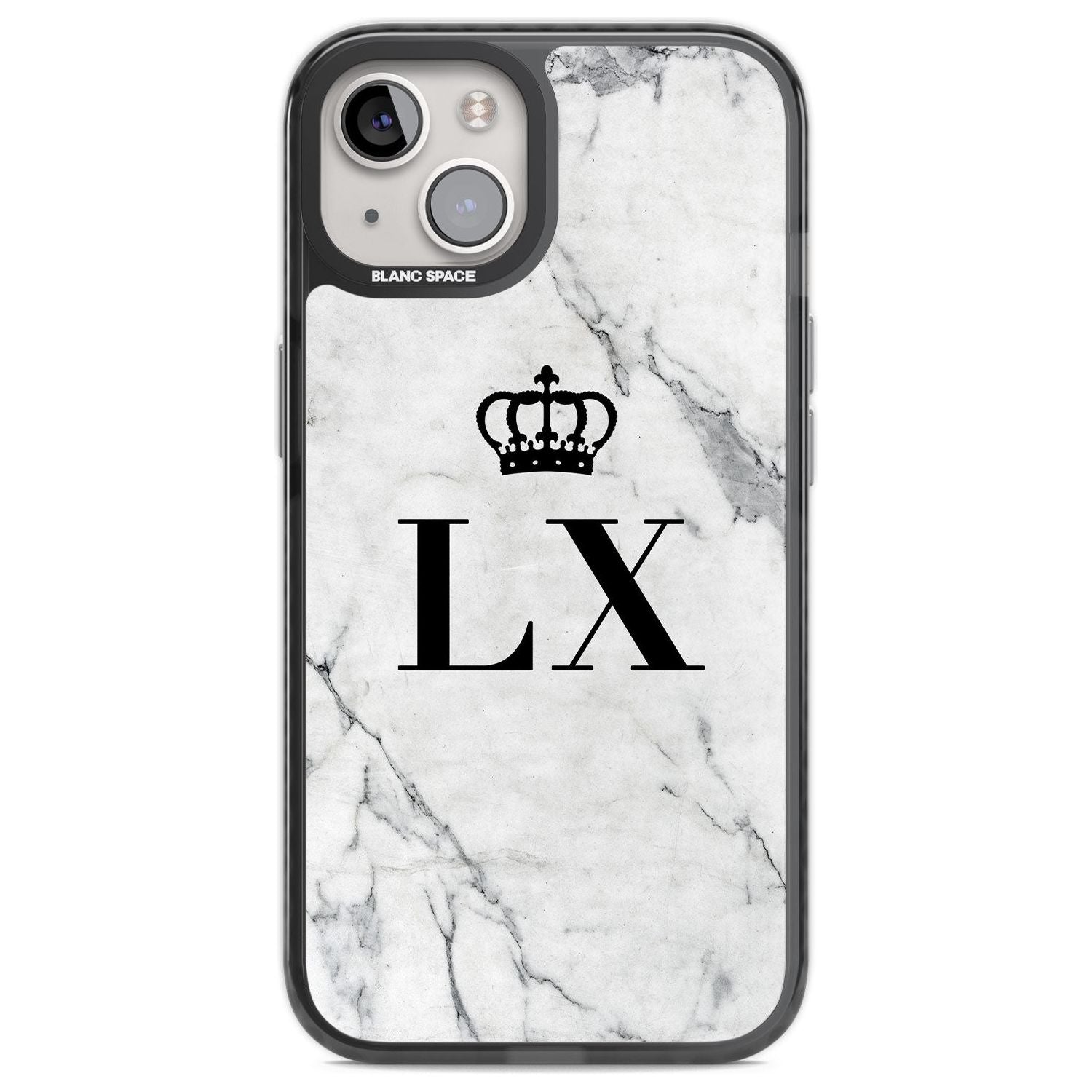 Personalised Initials with Crown on White Marble Custom Phone Case iPhone 12 / Black Impact Case,iPhone 13 / Black Impact Case,iPhone 12 Pro / Black Impact Case,iPhone 14 / Black Impact Case,iPhone 15 Plus / Black Impact Case,iPhone 15 / Black Impact Case Blanc Space