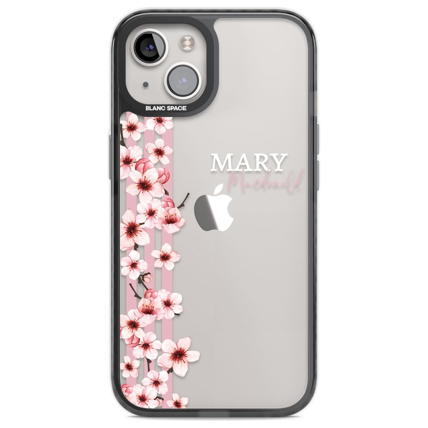 Personalised Cherry Blossoms & Stripes Custom Phone Case iPhone 12 / Black Impact Case,iPhone 13 / Black Impact Case,iPhone 12 Pro / Black Impact Case,iPhone 14 / Black Impact Case,iPhone 15 Plus / Black Impact Case,iPhone 15 / Black Impact Case Blanc Space