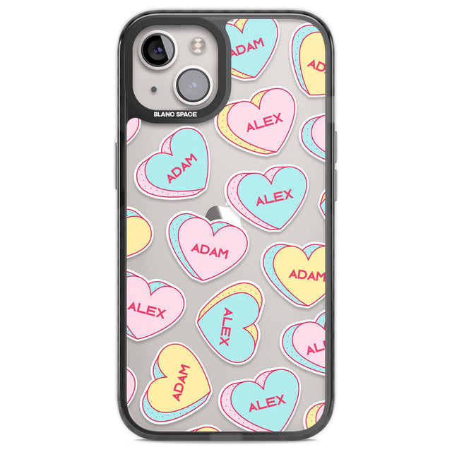 Personalised Text Love Hearts Custom Phone Case iPhone 12 / Black Impact Case,iPhone 13 / Black Impact Case,iPhone 12 Pro / Black Impact Case,iPhone 14 / Black Impact Case,iPhone 15 Plus / Black Impact Case,iPhone 15 / Black Impact Case Blanc Space