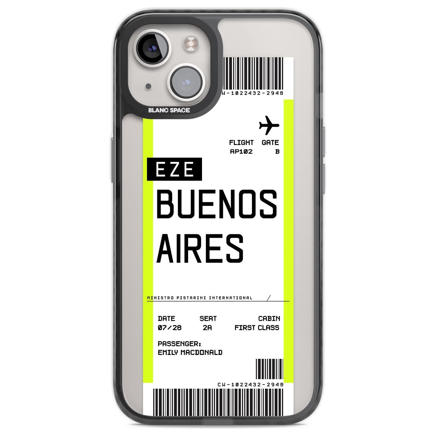 Personalised Buenos Aires Boarding Pass Custom Phone Case iPhone 12 / Black Impact Case,iPhone 13 / Black Impact Case,iPhone 12 Pro / Black Impact Case,iPhone 14 / Black Impact Case,iPhone 15 Plus / Black Impact Case,iPhone 15 / Black Impact Case Blanc Space