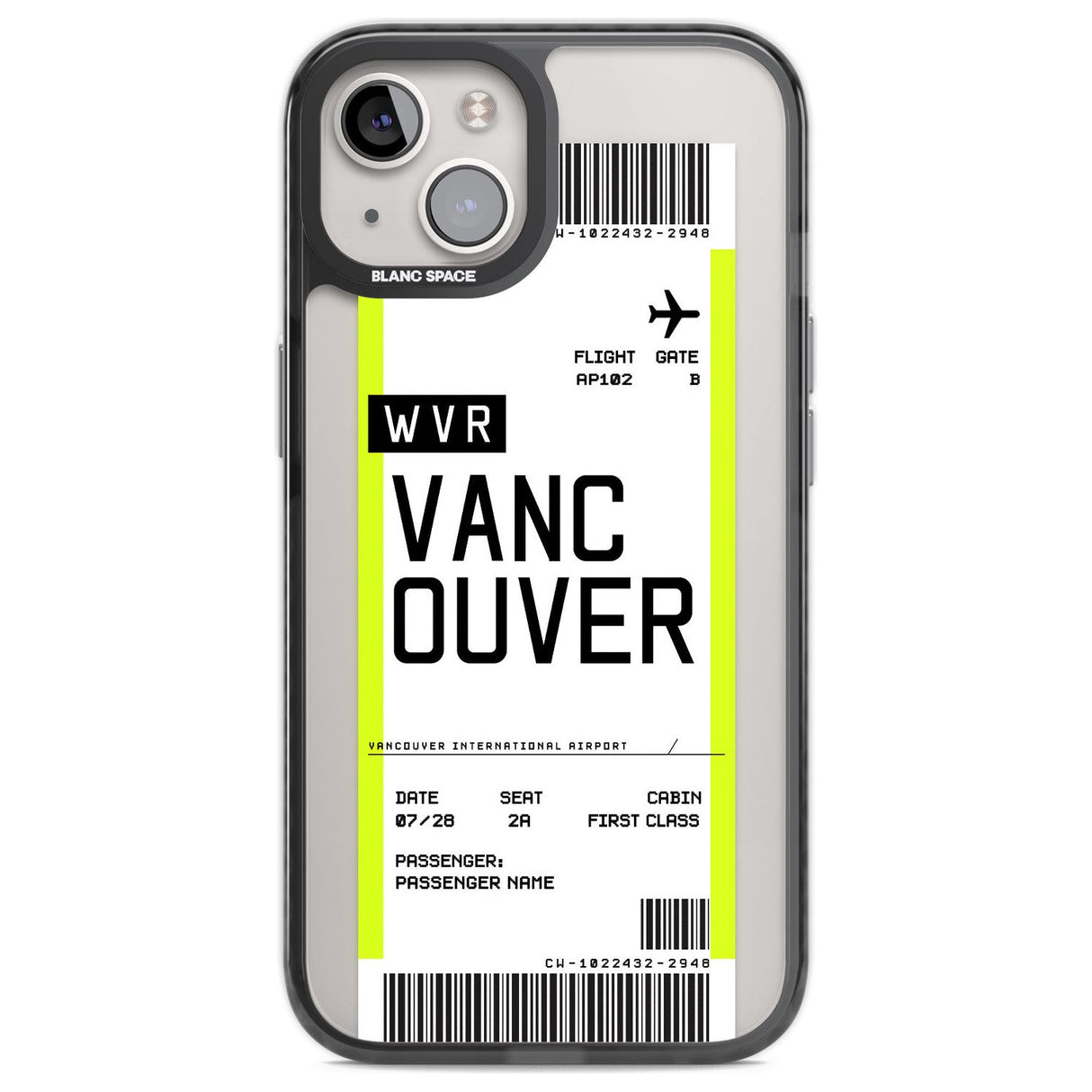Personalised Vancouver Boarding Pass Custom Phone Case iPhone 12 / Black Impact Case,iPhone 13 / Black Impact Case,iPhone 12 Pro / Black Impact Case,iPhone 14 / Black Impact Case,iPhone 15 Plus / Black Impact Case,iPhone 15 / Black Impact Case Blanc Space