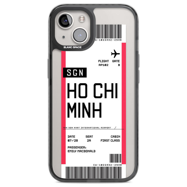 Personalised Ho Chi Minh City Boarding Pass Custom Phone Case iPhone 12 / Black Impact Case,iPhone 13 / Black Impact Case,iPhone 12 Pro / Black Impact Case,iPhone 14 / Black Impact Case,iPhone 15 Plus / Black Impact Case,iPhone 15 / Black Impact Case Blanc Space