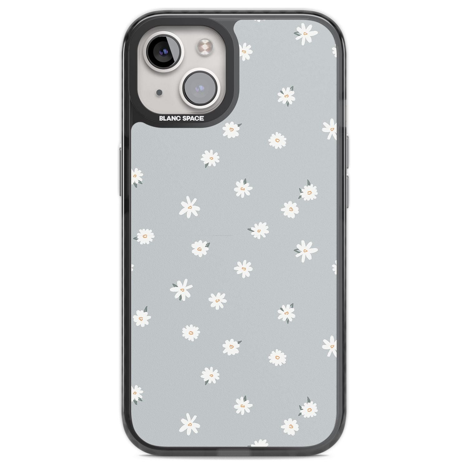 Painted Daisy Blue-Grey Cute Phone Case iPhone 12 / Black Impact Case,iPhone 13 / Black Impact Case,iPhone 12 Pro / Black Impact Case,iPhone 14 / Black Impact Case,iPhone 15 Plus / Black Impact Case,iPhone 15 / Black Impact Case Blanc Space