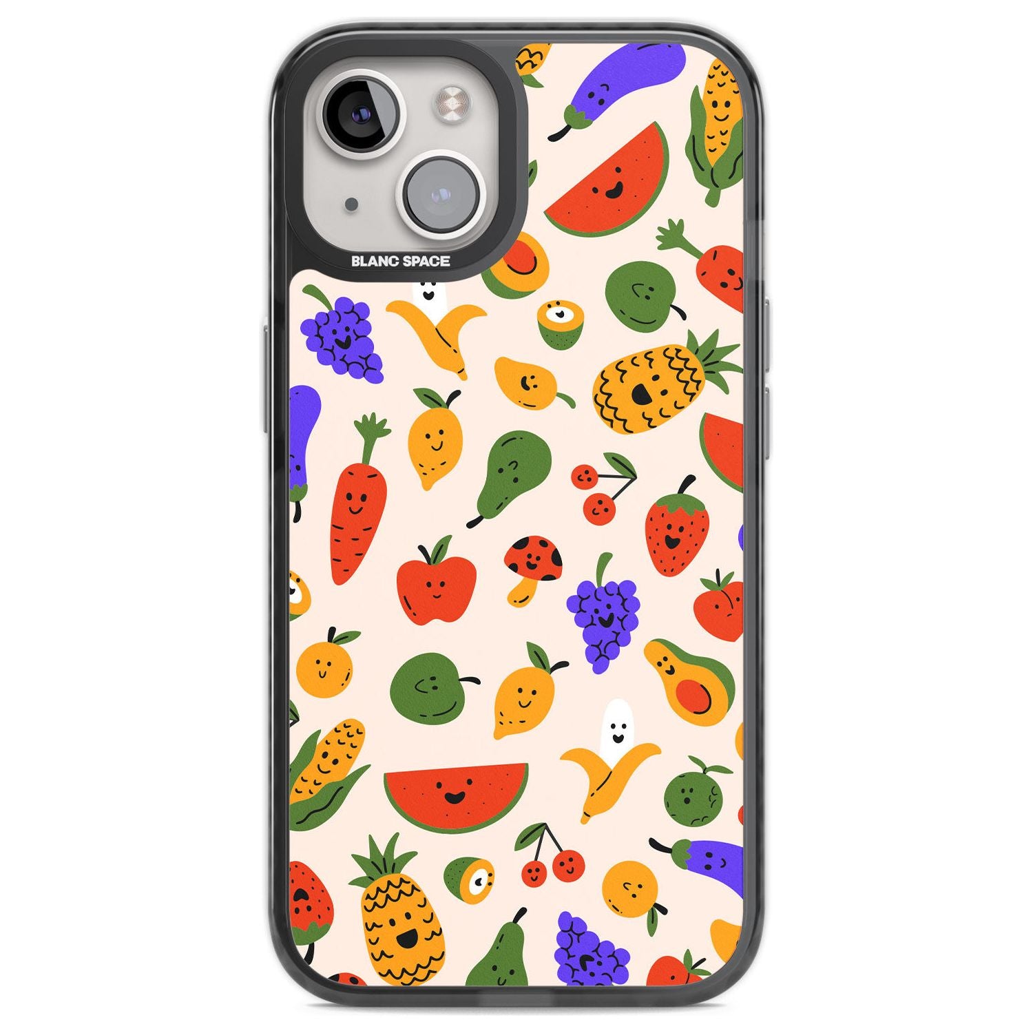 Mixed Kawaii Food Icons - Solid Phone Case iPhone 12 / Black Impact Case,iPhone 13 / Black Impact Case,iPhone 12 Pro / Black Impact Case,iPhone 14 / Black Impact Case,iPhone 15 Plus / Black Impact Case,iPhone 15 / Black Impact Case Blanc Space