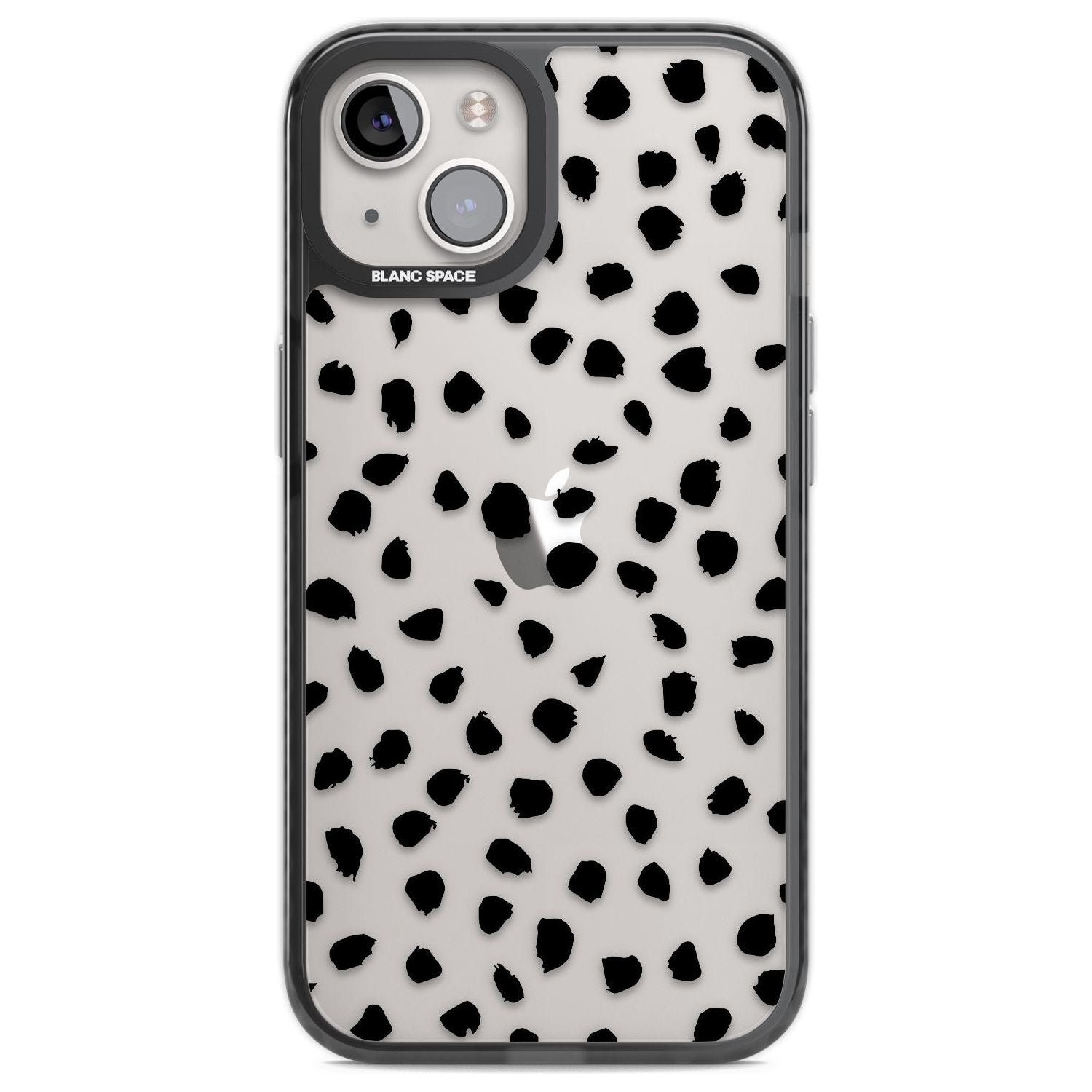 Black on Transparent Dalmatian Polka Dot Spots Phone Case iPhone 12 / Black Impact Case,iPhone 13 / Black Impact Case,iPhone 12 Pro / Black Impact Case,iPhone 14 / Black Impact Case,iPhone 15 Plus / Black Impact Case,iPhone 15 / Black Impact Case Blanc Space
