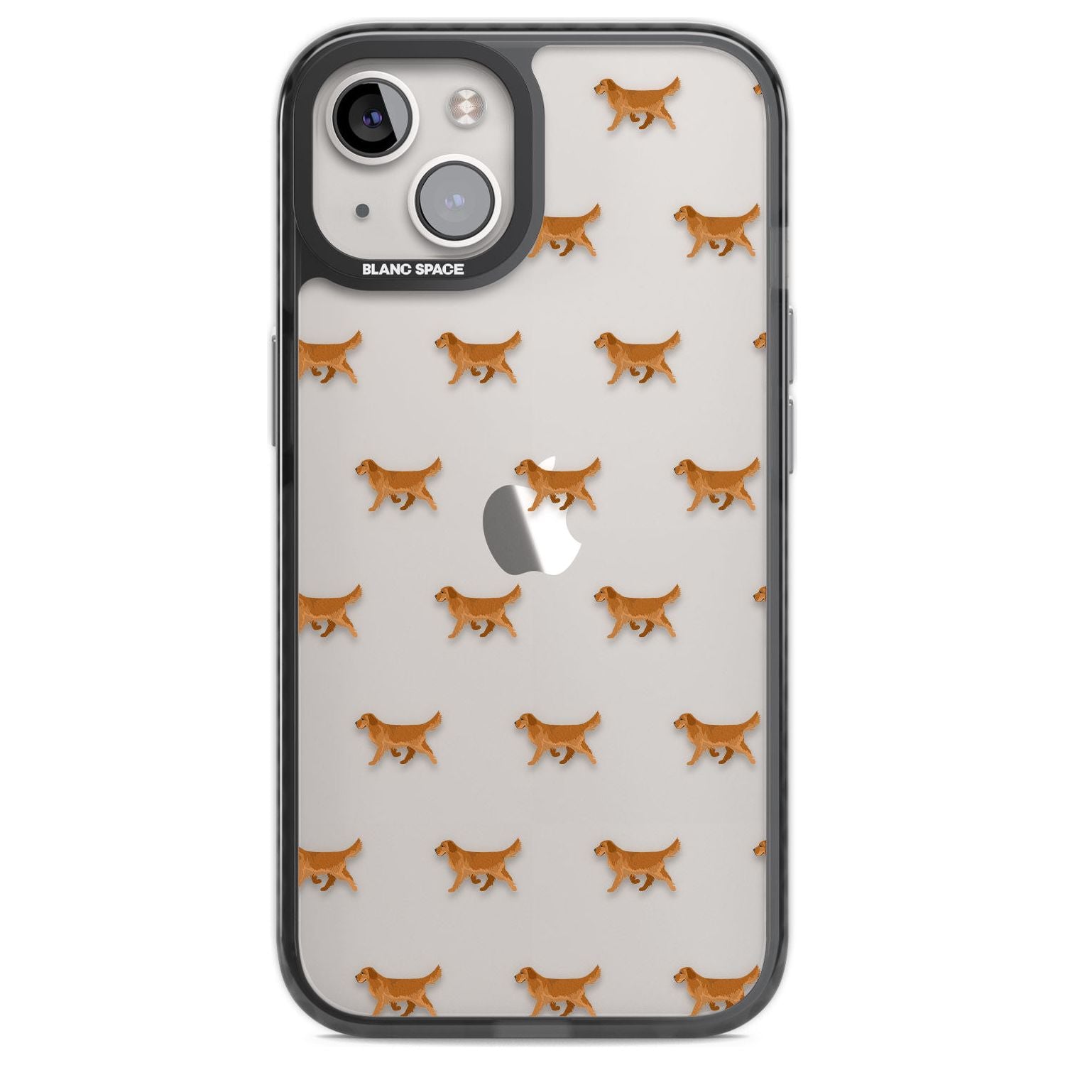 Golden Retriever Dog Pattern Clear Phone Case iPhone 12 / Black Impact Case,iPhone 12 Pro / Black Impact Case,iPhone 13 / Black Impact Case,iPhone 14 / Black Impact Case,iPhone 15 / Black Impact Case,iPhone 15 Plus / Black Impact Case Blanc Space