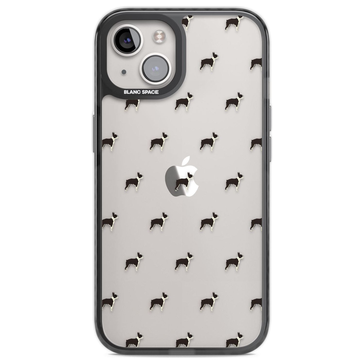 Boston Terrier Dog Pattern Clear Phone Case iPhone 12 / Black Impact Case,iPhone 13 / Black Impact Case,iPhone 12 Pro / Black Impact Case,iPhone 14 / Black Impact Case,iPhone 15 Plus / Black Impact Case,iPhone 15 / Black Impact Case Blanc Space