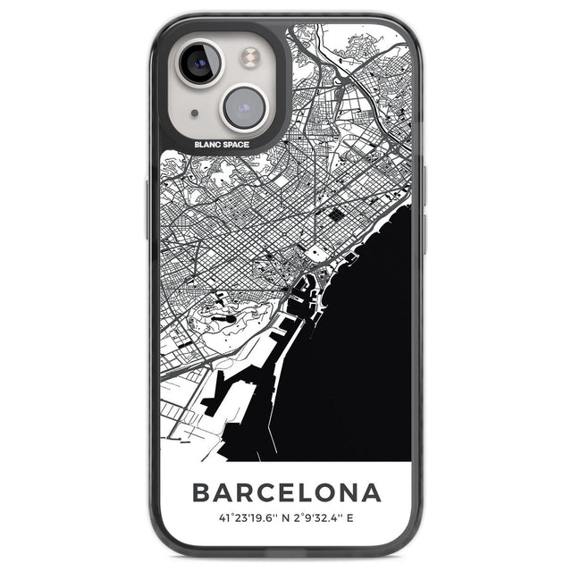 Map of Barcelona, Spain Phone Case iPhone 13 / Black Impact Case,iPhone 14 / Black Impact Case,iPhone 15 / Black Impact Case,iPhone 15 Plus / Black Impact Case Blanc Space