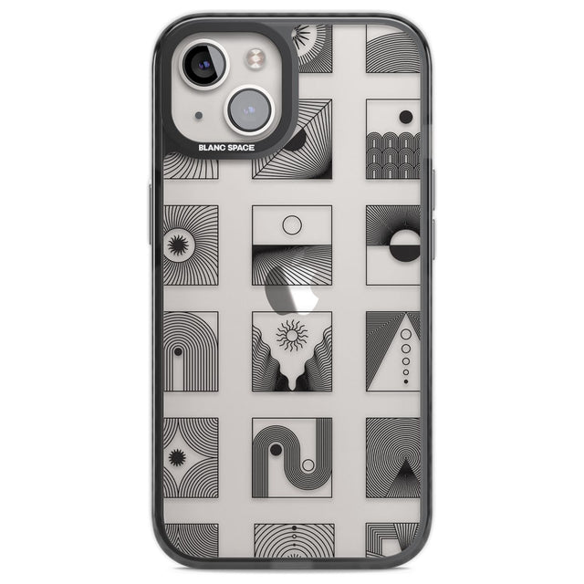 Abstract Lines: Mixed Pattern #2 Phone Case iPhone 12 / Black Impact Case,iPhone 13 / Black Impact Case,iPhone 12 Pro / Black Impact Case,iPhone 14 / Black Impact Case,iPhone 15 Plus / Black Impact Case,iPhone 15 / Black Impact Case Blanc Space