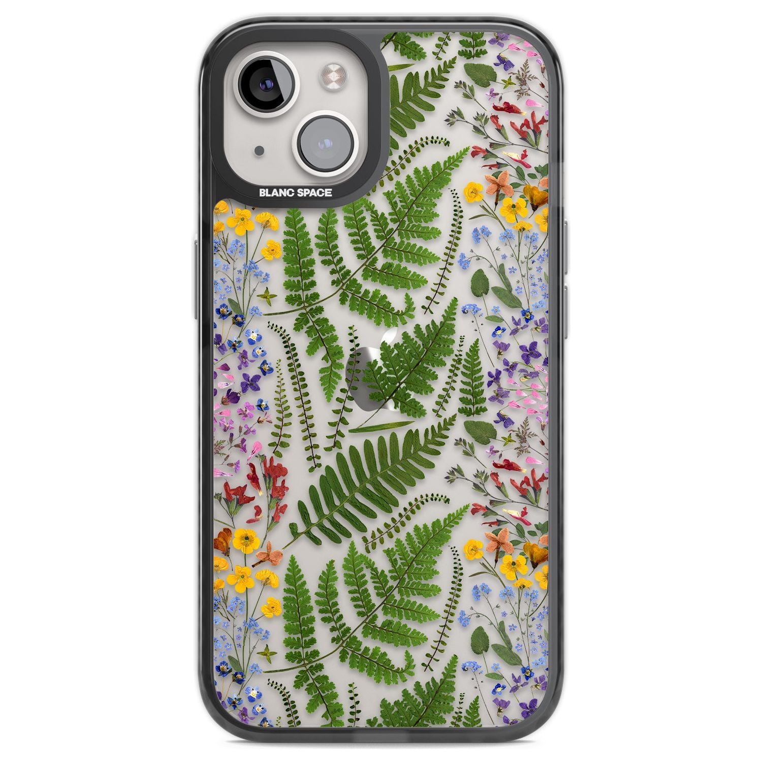 Busy Floral and Fern Design Phone Case iPhone 12 / Black Impact Case,iPhone 13 / Black Impact Case,iPhone 12 Pro / Black Impact Case,iPhone 14 / Black Impact Case,iPhone 15 Plus / Black Impact Case,iPhone 15 / Black Impact Case Blanc Space