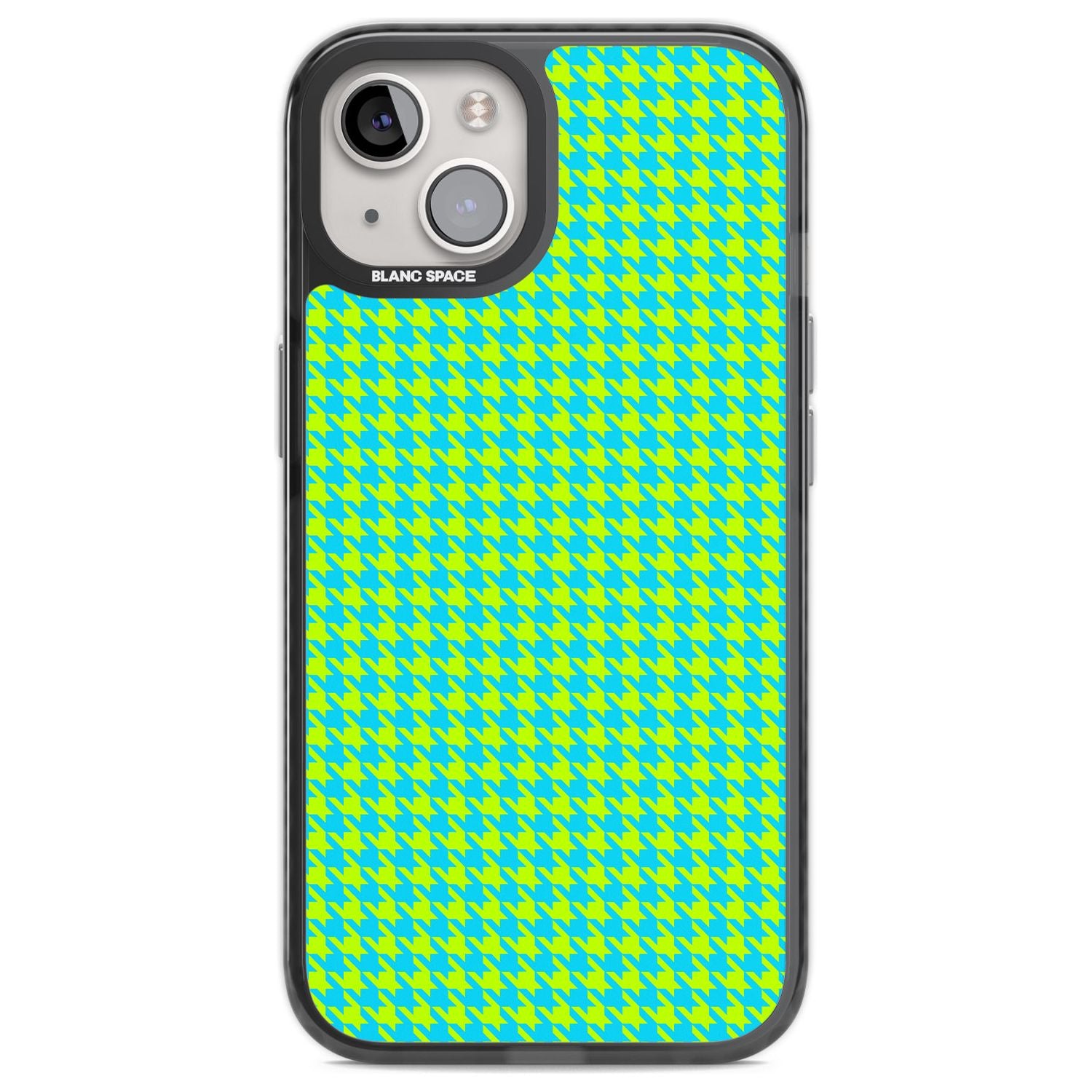 Neon Lime & Turquoise Houndstooth Pattern Phone Case iPhone 12 / Black Impact Case,iPhone 13 / Black Impact Case,iPhone 12 Pro / Black Impact Case,iPhone 14 / Black Impact Case,iPhone 15 Plus / Black Impact Case,iPhone 15 / Black Impact Case Blanc Space
