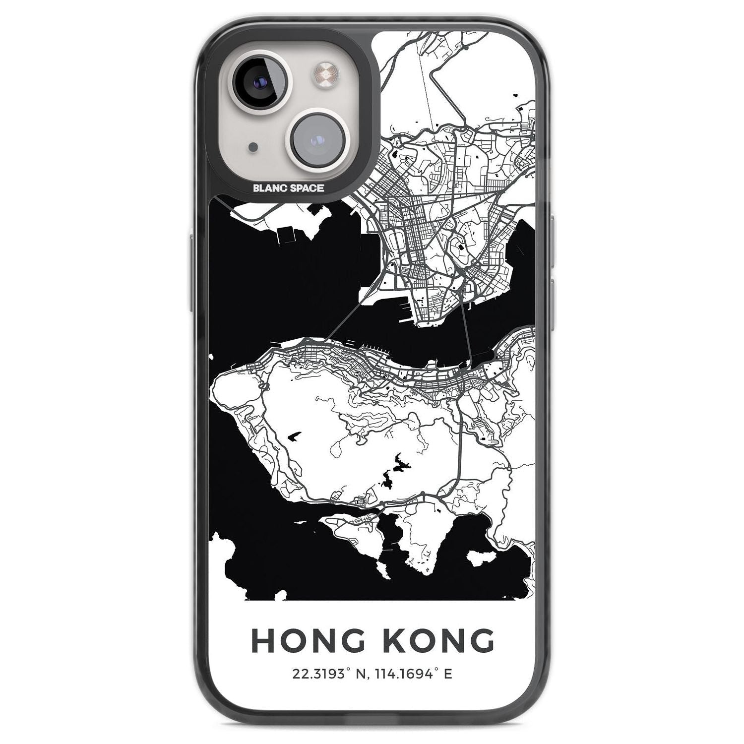 Map of Hong Kong Phone Case iPhone 12 / Black Impact Case,iPhone 13 / Black Impact Case,iPhone 12 Pro / Black Impact Case,iPhone 14 / Black Impact Case,iPhone 15 Plus / Black Impact Case,iPhone 15 / Black Impact Case Blanc Space