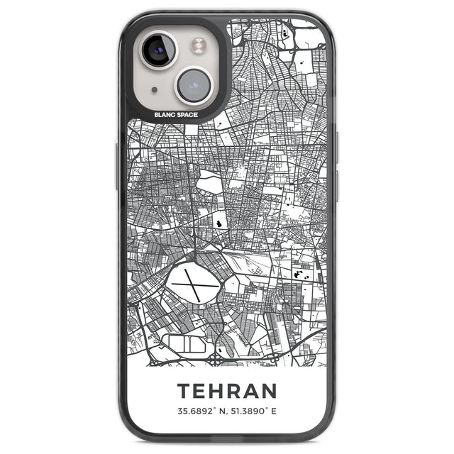 Map of Tehran, Iran Phone Case iPhone 13 / Black Impact Case,iPhone 14 / Black Impact Case,iPhone 15 / Black Impact Case,iPhone 15 Plus / Black Impact Case Blanc Space