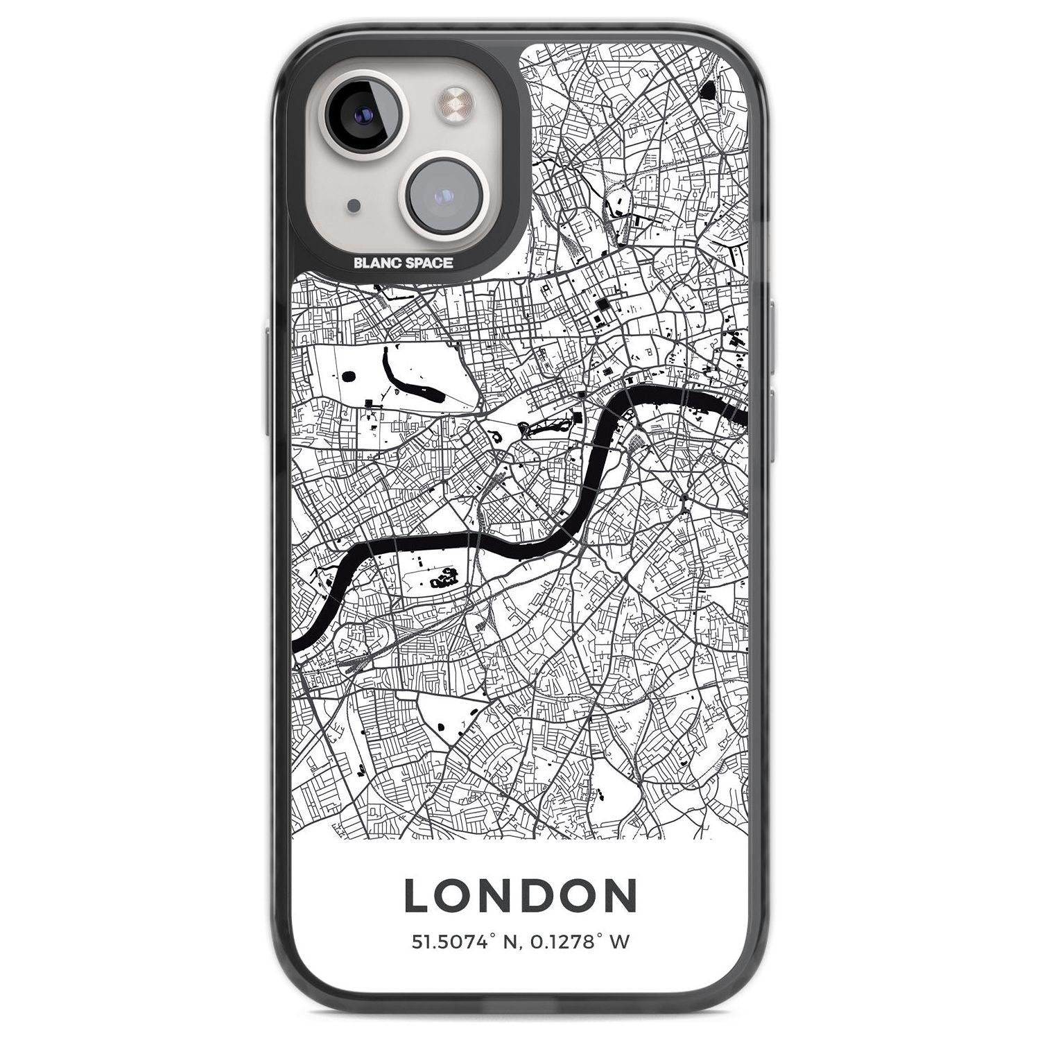 Map of London, England Phone Case iPhone 12 / Black Impact Case,iPhone 13 / Black Impact Case,iPhone 12 Pro / Black Impact Case,iPhone 14 / Black Impact Case,iPhone 15 Plus / Black Impact Case,iPhone 15 / Black Impact Case Blanc Space