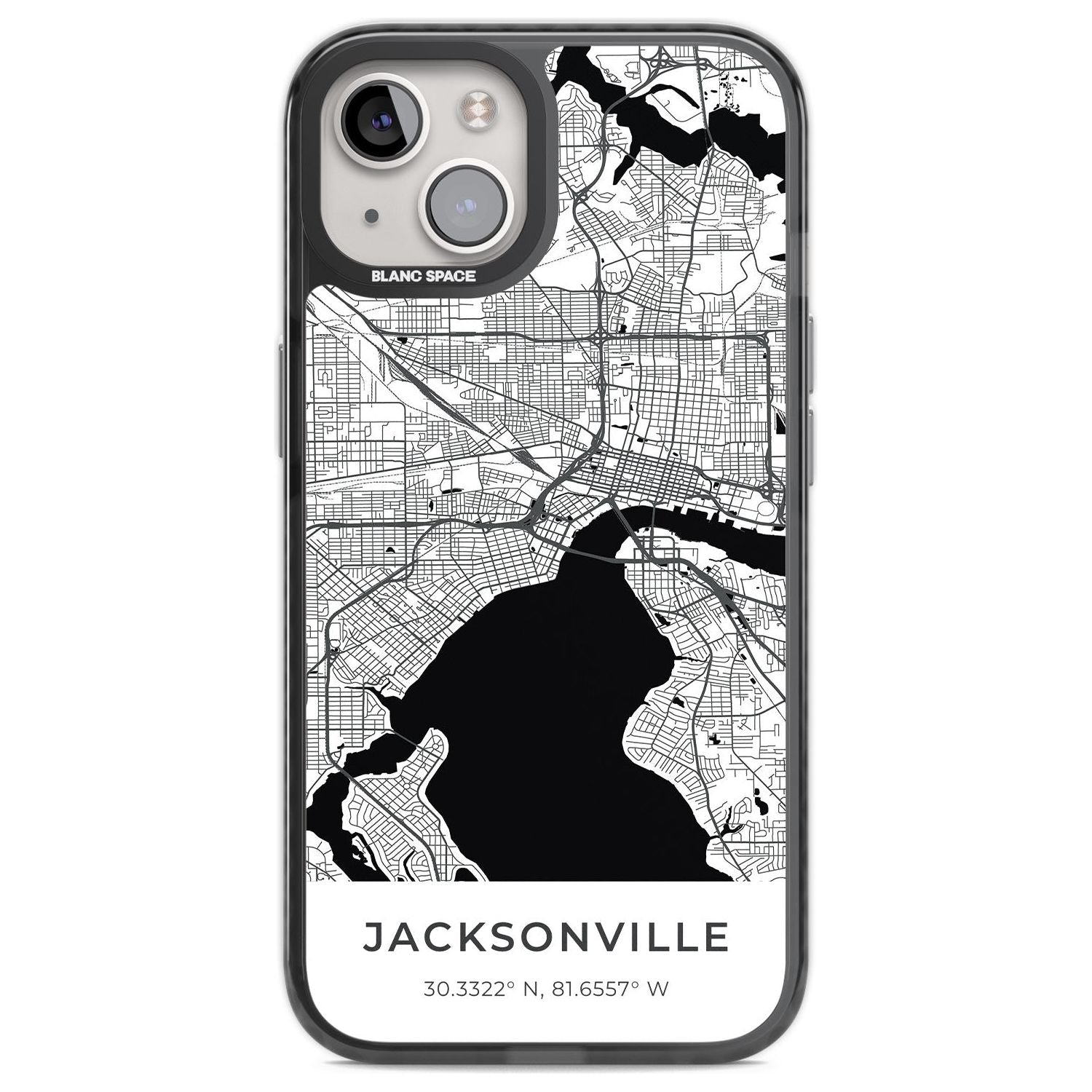 Map of Jacksonville, Florida Phone Case iPhone 12 / Black Impact Case,iPhone 13 / Black Impact Case,iPhone 12 Pro / Black Impact Case,iPhone 14 / Black Impact Case,iPhone 15 Plus / Black Impact Case,iPhone 15 / Black Impact Case Blanc Space