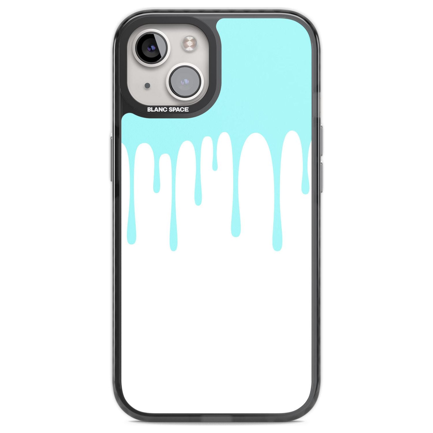 Melted Effect: Teal & White Phone Case iPhone 12 / Black Impact Case,iPhone 13 / Black Impact Case,iPhone 12 Pro / Black Impact Case,iPhone 14 / Black Impact Case,iPhone 15 Plus / Black Impact Case,iPhone 15 / Black Impact Case Blanc Space