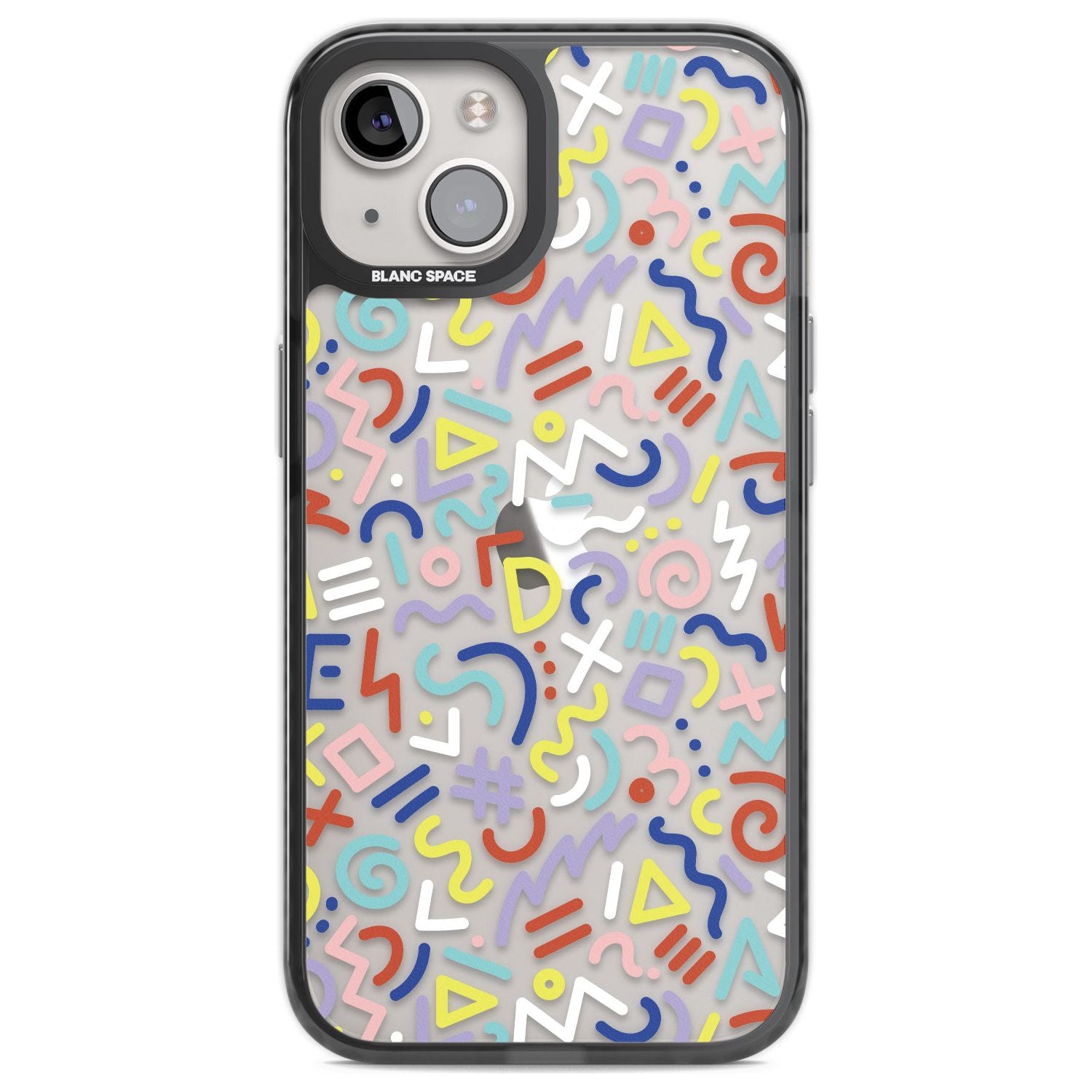 Colourful Mixed Shapes Retro Pattern Design Phone Case iPhone 12 / Black Impact Case,iPhone 13 / Black Impact Case,iPhone 12 Pro / Black Impact Case,iPhone 14 / Black Impact Case,iPhone 15 Plus / Black Impact Case,iPhone 15 / Black Impact Case Blanc Space