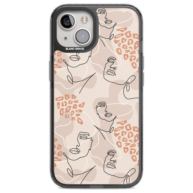 Leopard Print Stylish Abstract Faces Phone Case iPhone 12 / Black Impact Case,iPhone 13 / Black Impact Case,iPhone 12 Pro / Black Impact Case,iPhone 14 / Black Impact Case,iPhone 15 Plus / Black Impact Case,iPhone 15 / Black Impact Case Blanc Space