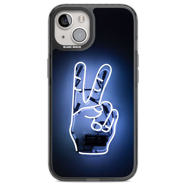 Peace Sign Hand Neon Sign Phone Case iPhone 12 / Black Impact Case,iPhone 13 / Black Impact Case,iPhone 12 Pro / Black Impact Case,iPhone 14 / Black Impact Case,iPhone 15 Plus / Black Impact Case,iPhone 15 / Black Impact Case Blanc Space