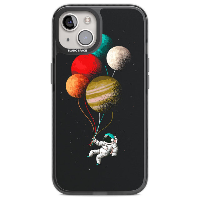 Astronaut Balloon Planets Phone Case iPhone 13 / Black Impact Case,iPhone 14 / Black Impact Case,iPhone 15 / Black Impact Case,iPhone 15 Plus / Black Impact Case Blanc Space