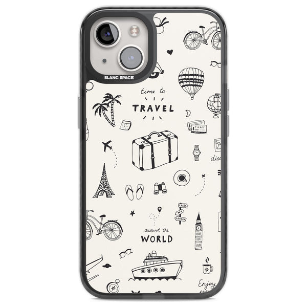 Cute Travel Pattern, White On