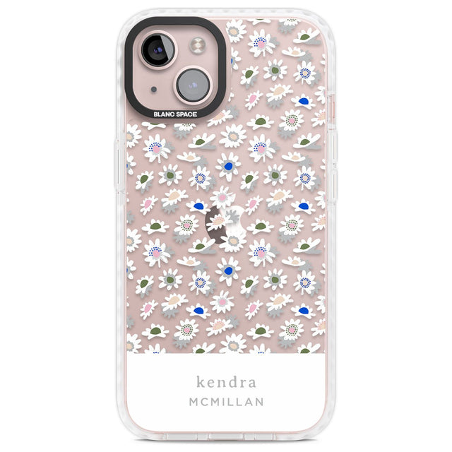 Personalised Grey & White Daisies Floral Design Custom Phone Case iPhone 13 / Impact Case,iPhone 14 / Impact Case,iPhone 15 Plus / Impact Case,iPhone 15 / Impact Case Blanc Space