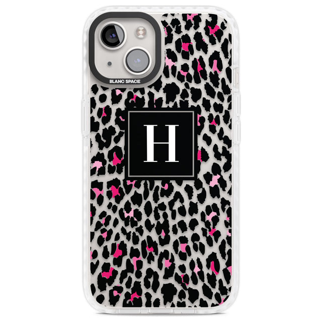 Personalised Pink Monogram Leopard Spots Custom Phone Case iPhone 13 / Impact Case,iPhone 14 / Impact Case,iPhone 15 Plus / Impact Case,iPhone 15 / Impact Case Blanc Space