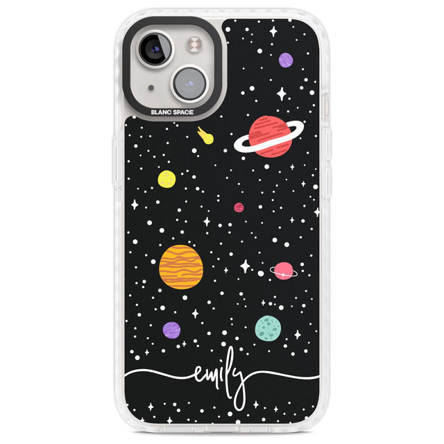Personalised Cute Cartoon Planets Phone Case iPhone 13 / Impact Case,iPhone 14 / Impact Case,iPhone 15 Plus / Impact Case,iPhone 15 / Impact Case Blanc Space