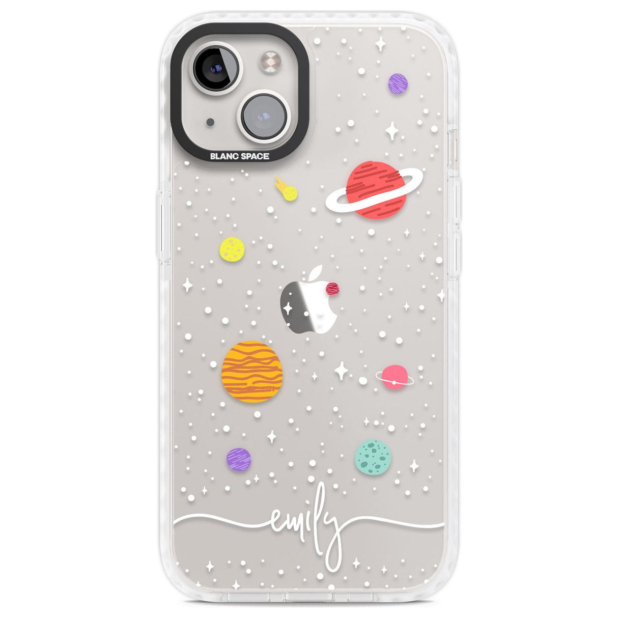 Personalised Cute Cartoon Planets (Clear) Phone Case iPhone 13 / Impact Case,iPhone 14 / Impact Case,iPhone 15 Plus / Impact Case,iPhone 15 / Impact Case Blanc Space