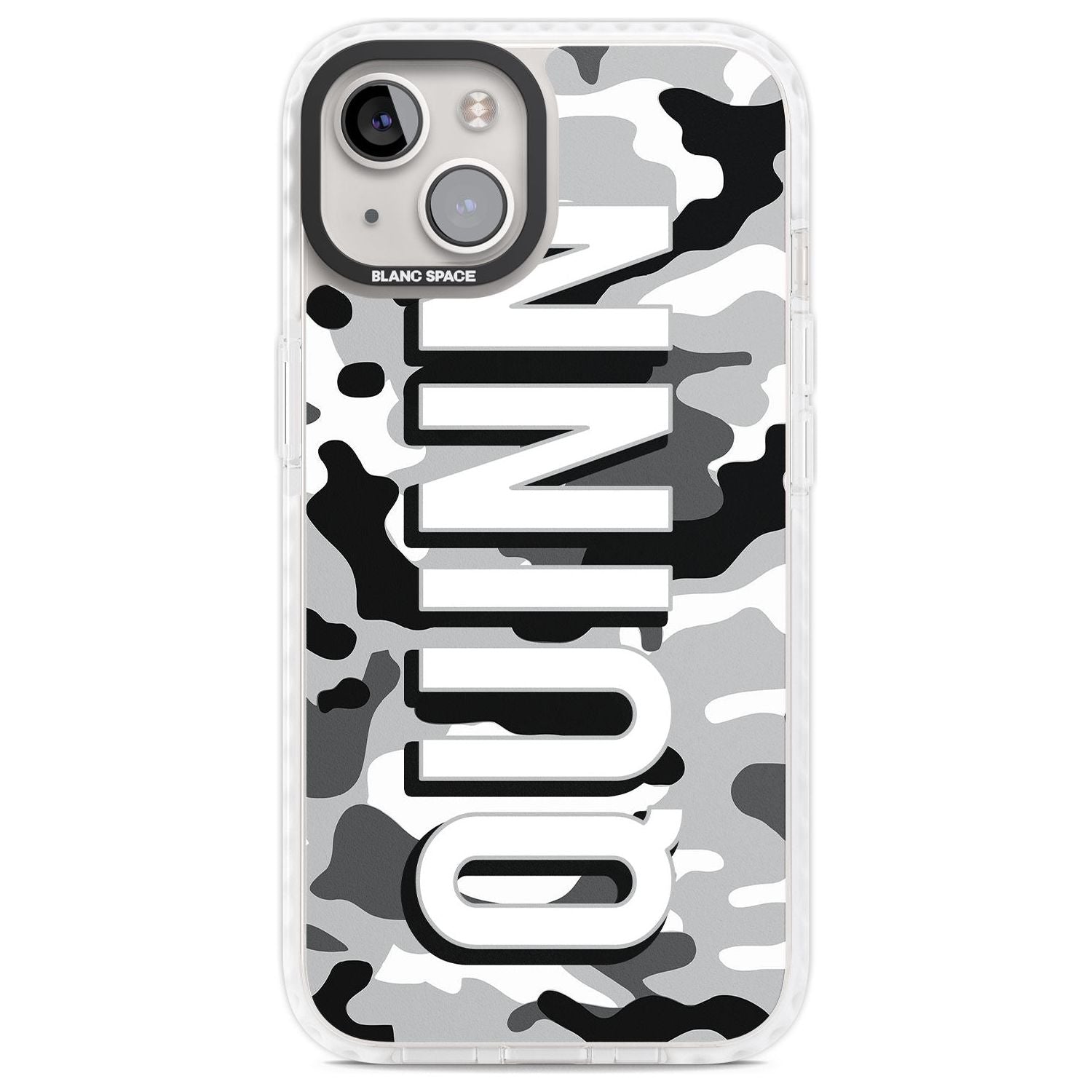 Personalised Greyscale Camo Custom Phone Case iPhone 13 / Impact Case,iPhone 14 / Impact Case,iPhone 15 Plus / Impact Case,iPhone 15 / Impact Case Blanc Space