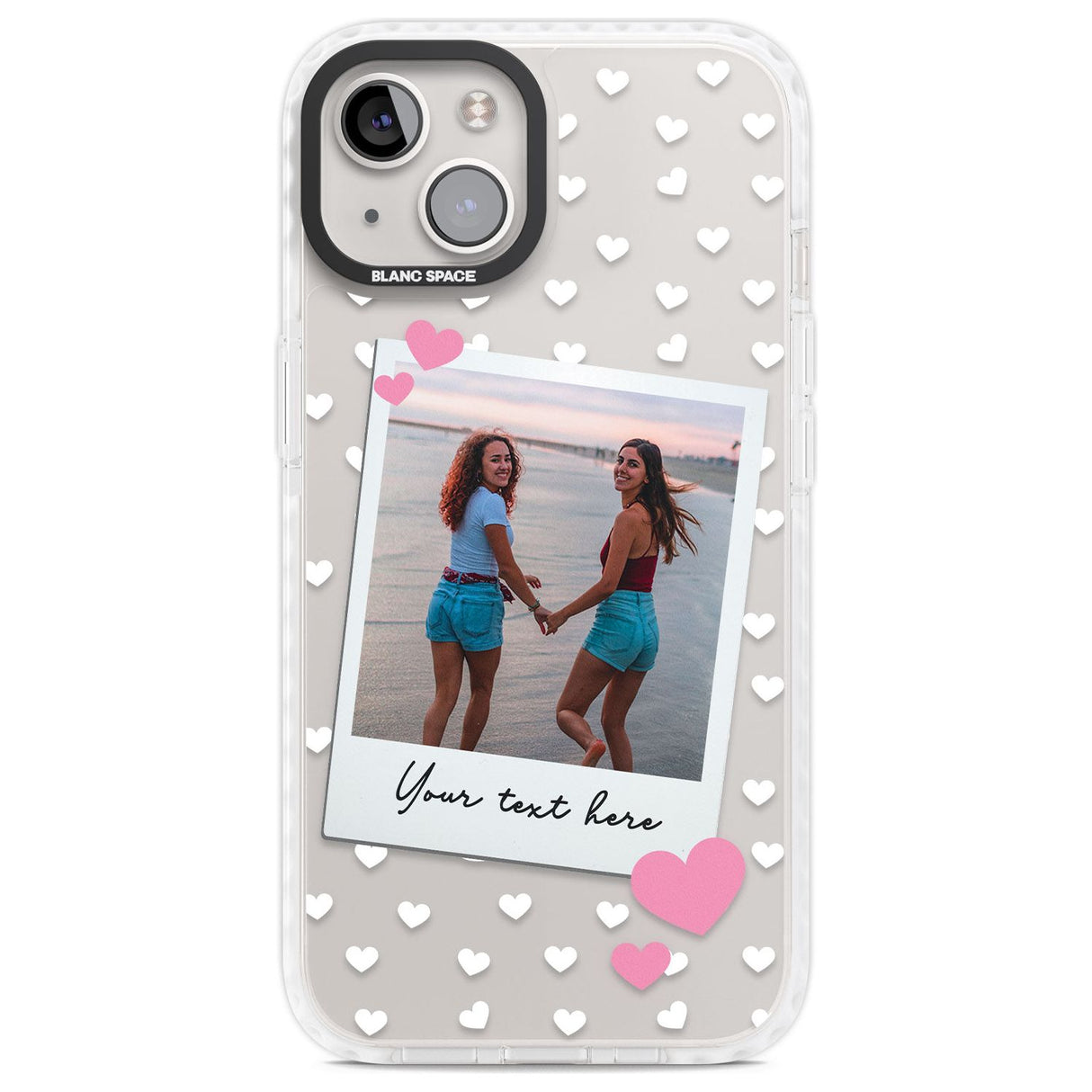 Personalised Instant Film & Hearts Photo Custom Phone Case iPhone 13 / Impact Case,iPhone 14 / Impact Case,iPhone 15 Plus / Impact Case,iPhone 15 / Impact Case Blanc Space