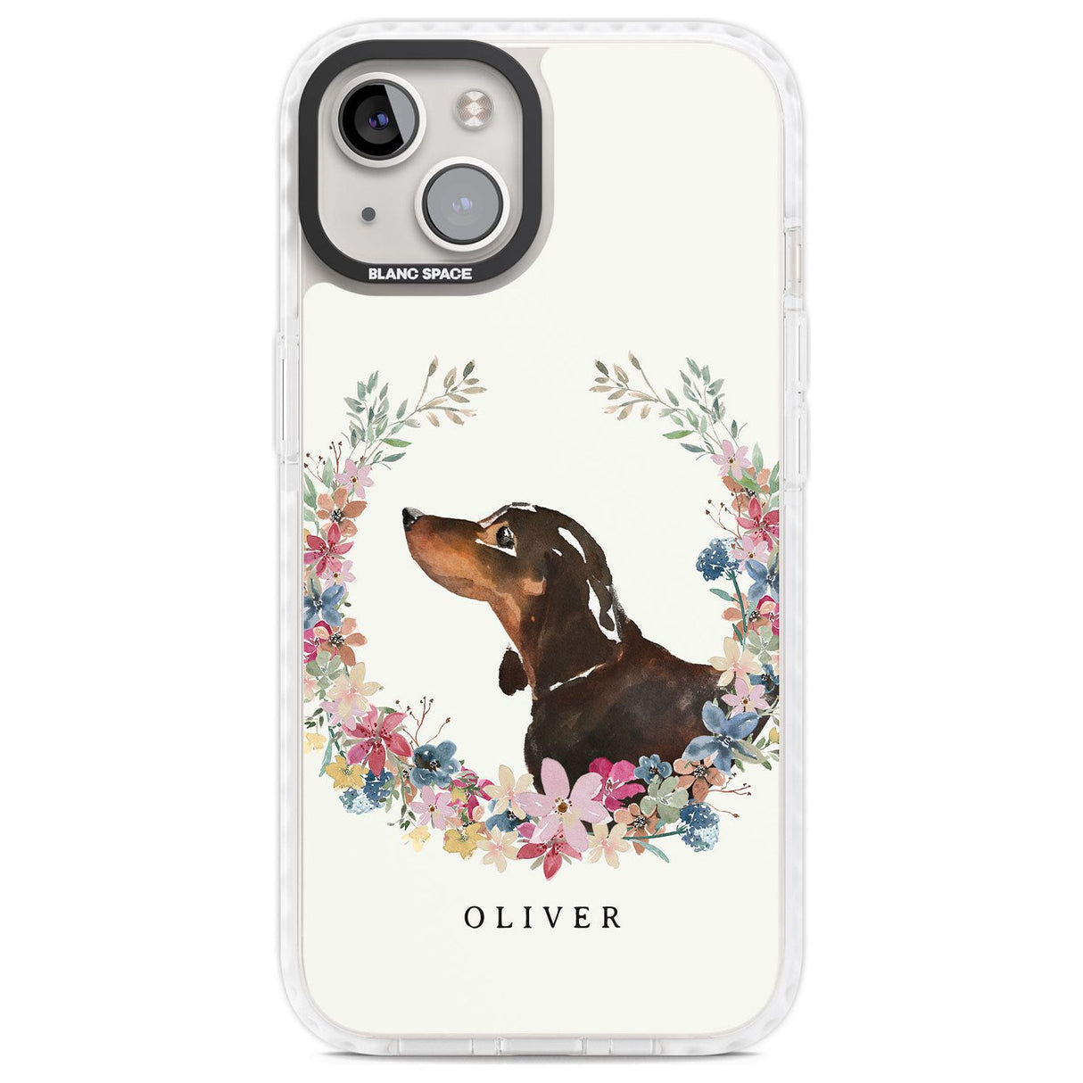 Personalised Black & Tan Dachshund - Watercolour Dog Portrait Custom Phone Case iPhone 13 / Impact Case,iPhone 14 / Impact Case,iPhone 15 Plus / Impact Case,iPhone 15 / Impact Case Blanc Space
