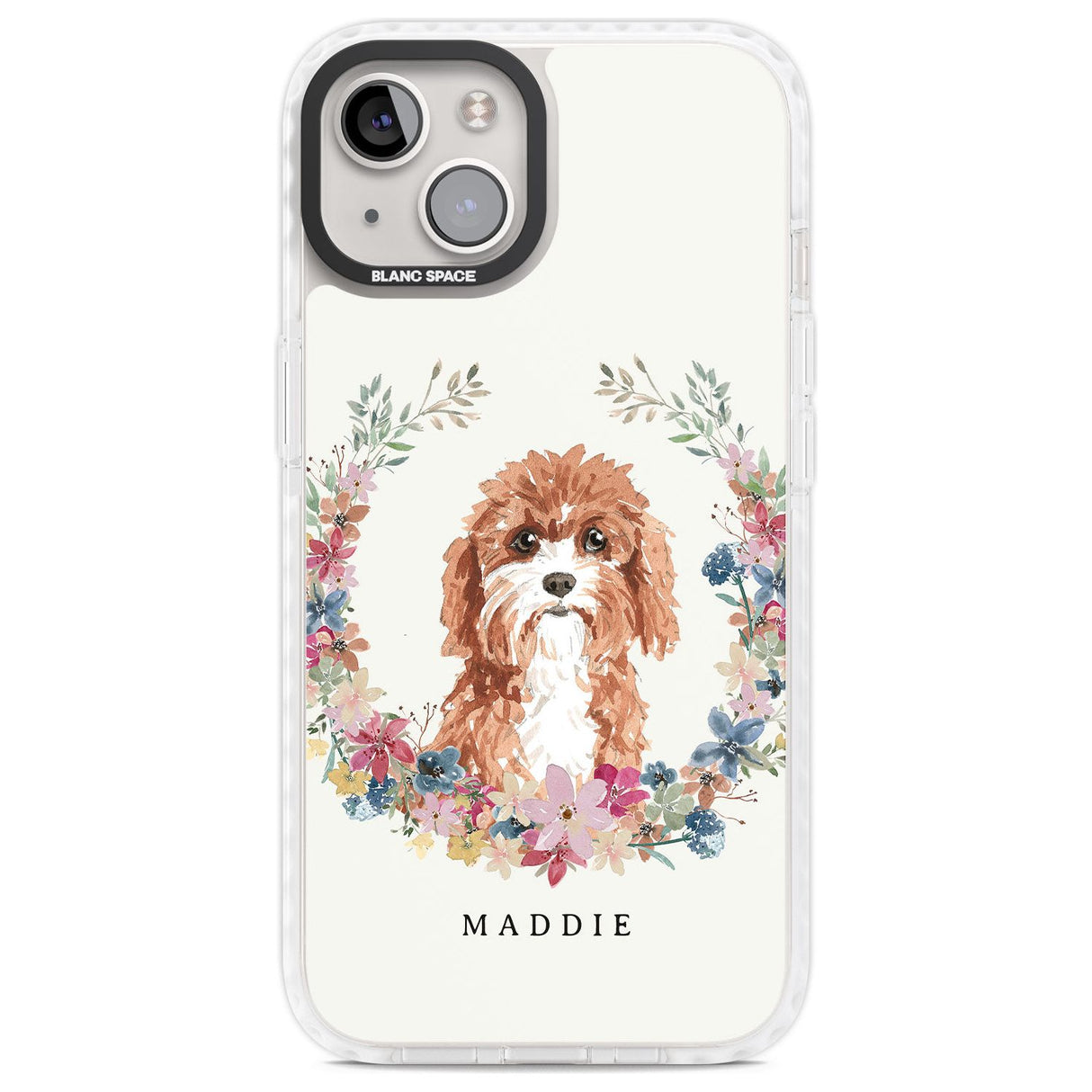 Personalised Cavapoo - Watercolour Dog Portrait Custom Phone Case iPhone 13 / Impact Case,iPhone 14 / Impact Case,iPhone 15 Plus / Impact Case,iPhone 15 / Impact Case Blanc Space