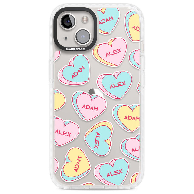 Personalised Text Love Hearts Custom Phone Case iPhone 13 / Impact Case,iPhone 14 / Impact Case,iPhone 15 Plus / Impact Case,iPhone 15 / Impact Case Blanc Space