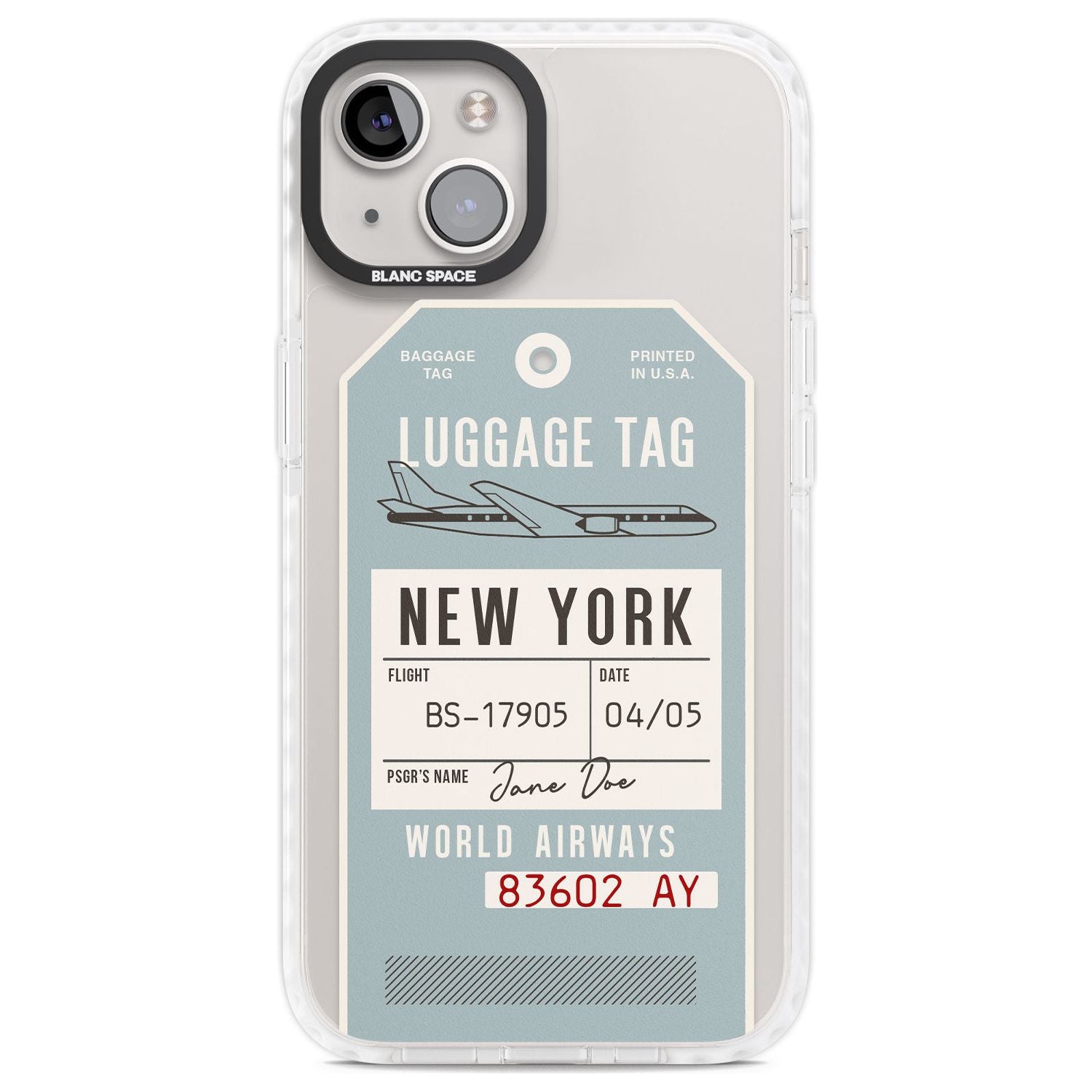 Personalised Vintage USA Luggage Tag Custom Phone Case iPhone 13 / Impact Case,iPhone 14 / Impact Case,iPhone 15 Plus / Impact Case,iPhone 15 / Impact Case Blanc Space