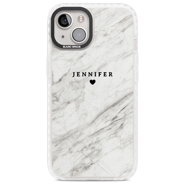 Personalised Light Grey & White Marble Texture Custom Phone Case iPhone 13 / Impact Case,iPhone 14 / Impact Case,iPhone 15 Plus / Impact Case,iPhone 15 / Impact Case Blanc Space