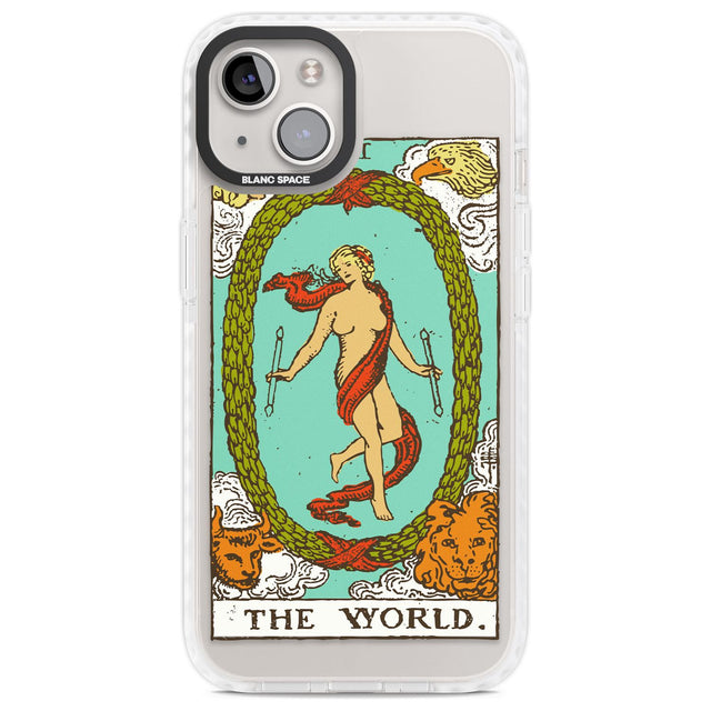 Personalised The World Tarot Card - Colour Custom Phone Case iPhone 13 / Impact Case,iPhone 14 / Impact Case,iPhone 15 Plus / Impact Case,iPhone 15 / Impact Case Blanc Space
