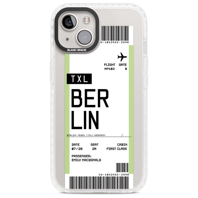 Personalised Berlin Boarding Pass Custom Phone Case iPhone 13 / Impact Case,iPhone 14 / Impact Case,iPhone 15 Plus / Impact Case,iPhone 15 / Impact Case Blanc Space