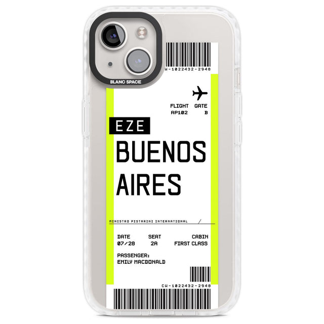 Personalised Buenos Aires Boarding Pass Custom Phone Case iPhone 13 / Impact Case,iPhone 14 / Impact Case,iPhone 15 Plus / Impact Case,iPhone 15 / Impact Case Blanc Space
