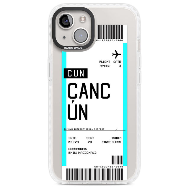 Personalised Cancún Boarding Pass Custom Phone Case iPhone 13 / Impact Case,iPhone 14 / Impact Case,iPhone 15 Plus / Impact Case,iPhone 15 / Impact Case Blanc Space