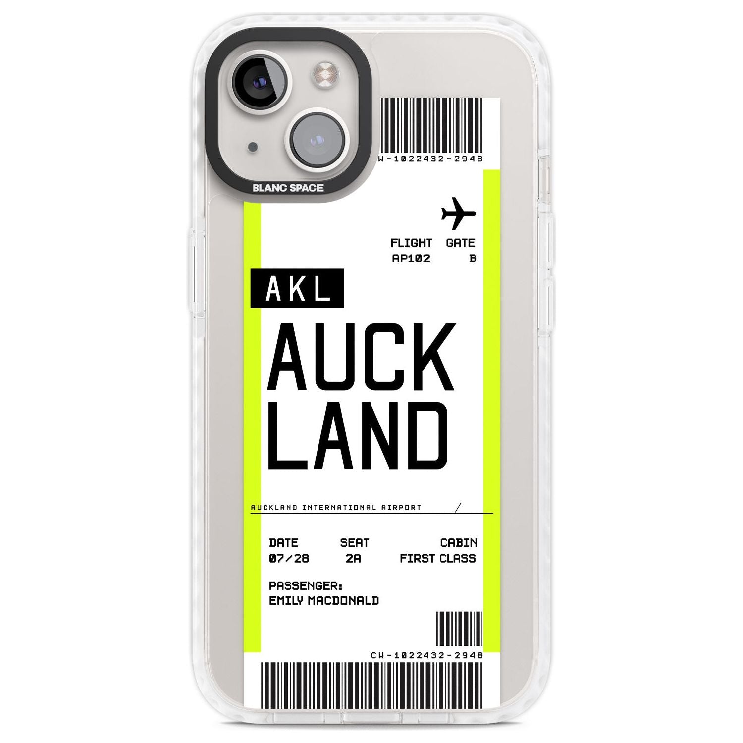 Personalised Auckland Boarding Pass Custom Phone Case iPhone 13 / Impact Case,iPhone 14 / Impact Case,iPhone 15 Plus / Impact Case,iPhone 15 / Impact Case Blanc Space
