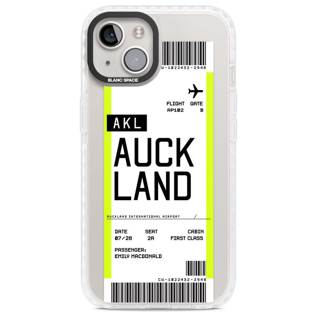 Personalised Auckland Boarding Pass Custom Phone Case iPhone 13 / Impact Case,iPhone 14 / Impact Case,iPhone 15 Plus / Impact Case,iPhone 15 / Impact Case Blanc Space